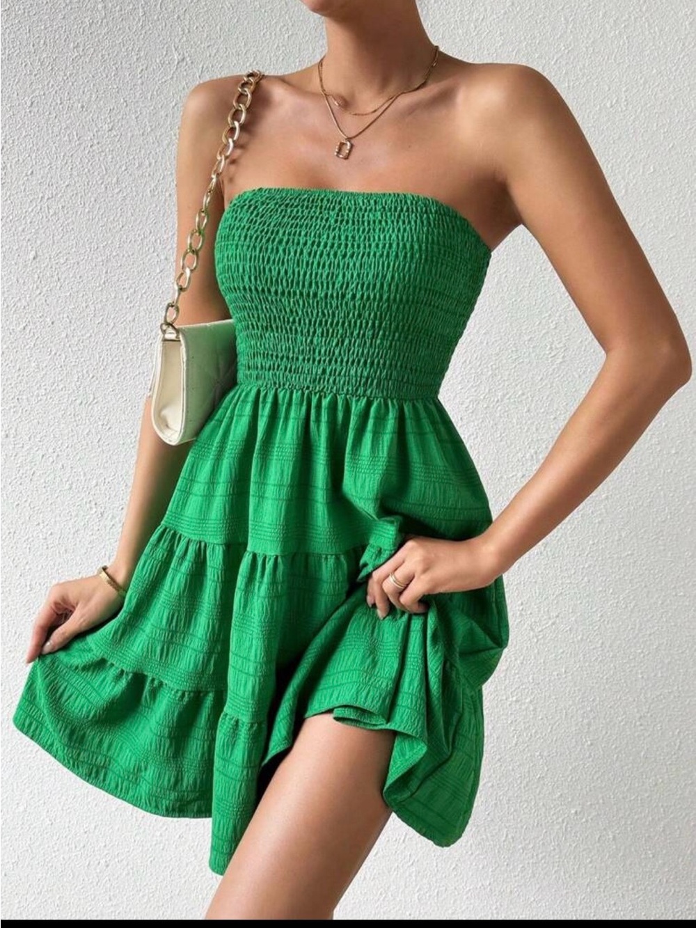Strapless Smocked Green Sundress